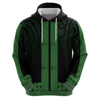 New Zealand Maori Kowhaiwhai Zip Hoodie Kakariki Maui and Mangopare LT9 - Polynesian Pride