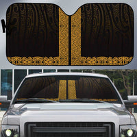 New Zealand Maori Kowhaiwhai Auto Sun Shade Karaka Maui and Mangopare LT9 Gold - Polynesian Pride