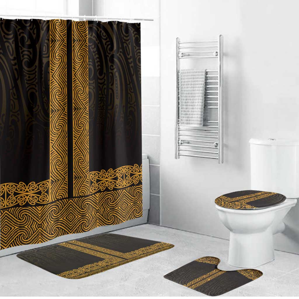 New Zealand Maori Kowhaiwhai Bathroom Set Karaka Maui and Mangopare LT9 Bathroom Set (4 pcs) Gold - Polynesian Pride