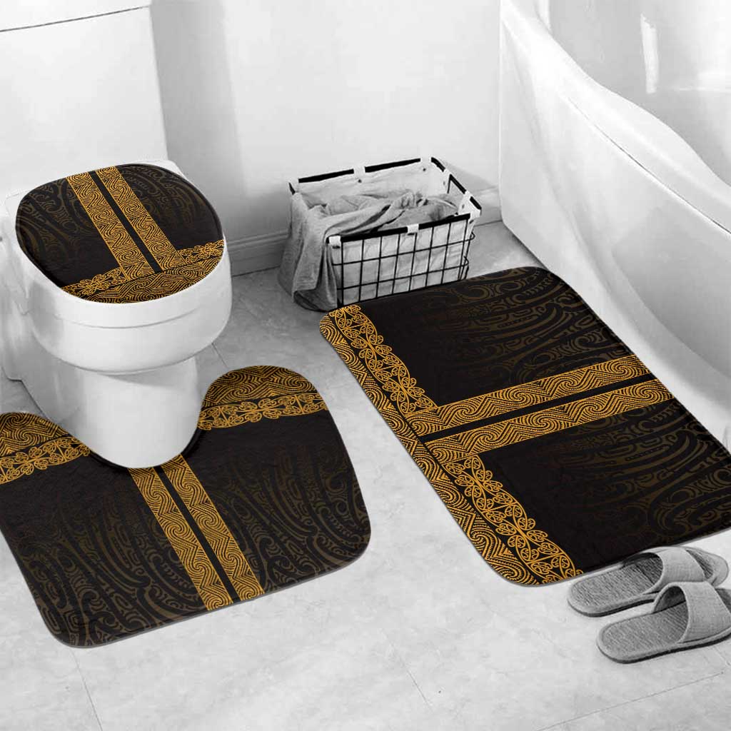 New Zealand Maori Kowhaiwhai Bathroom Set Karaka Maui and Mangopare LT9 Mat Set Only (3 pcs) One Size Gold - Polynesian Pride