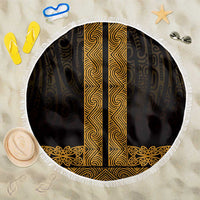 New Zealand Maori Kowhaiwhai Beach Blanket Karaka Maui and Mangopare LT9 One Size 150cm Gold - Polynesian Pride
