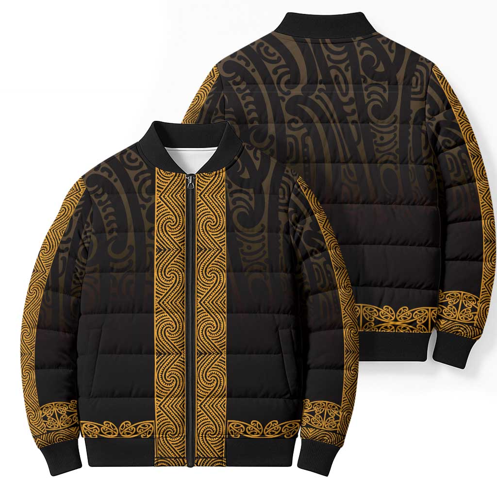 New Zealand Maori Kowhaiwhai Bomber Puffer Jacket Karaka Maui and Mangopare LT9 - Polynesian Pride