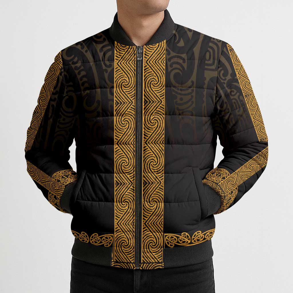 New Zealand Maori Kowhaiwhai Bomber Puffer Jacket Karaka Maui and Mangopare LT9 - Polynesian Pride