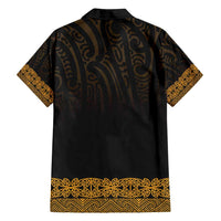 New Zealand Maori Kowhaiwhai Family Matching Off Shoulder Short Dress and Hawaiian Shirt Karaka Maui and Mangopare LT9 - Polynesian Pride