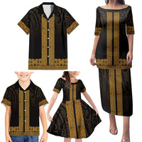 New Zealand Maori Kowhaiwhai Family Matching Puletasi and Hawaiian Shirt Karaka Maui and Mangopare LT9 - Polynesian Pride