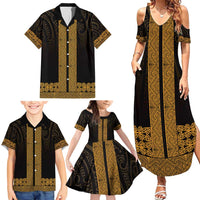 New Zealand Maori Kowhaiwhai Family Matching Summer Maxi Dress and Hawaiian Shirt Karaka Maui and Mangopare LT9 - Polynesian Pride