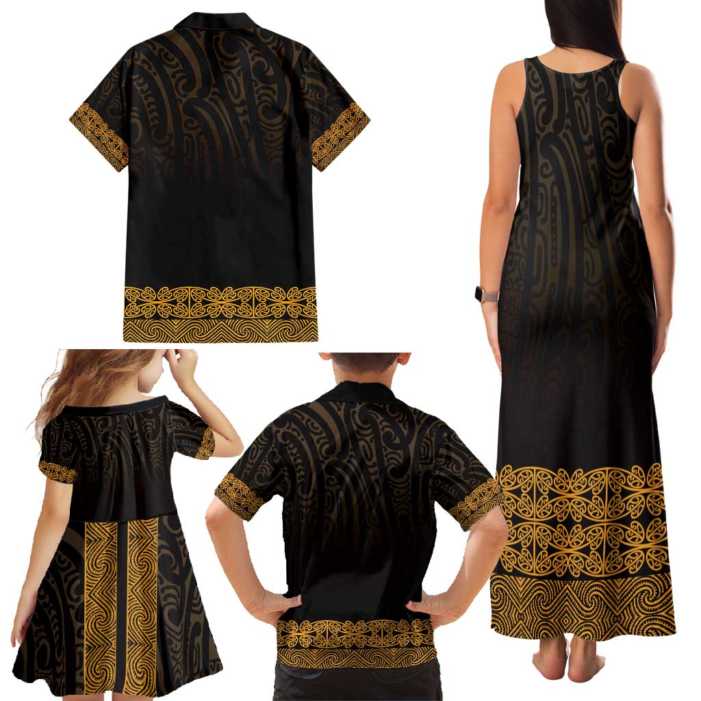 New Zealand Maori Kowhaiwhai Family Matching Tank Maxi Dress and Hawaiian Shirt Karaka Maui and Mangopare LT9 - Polynesian Pride