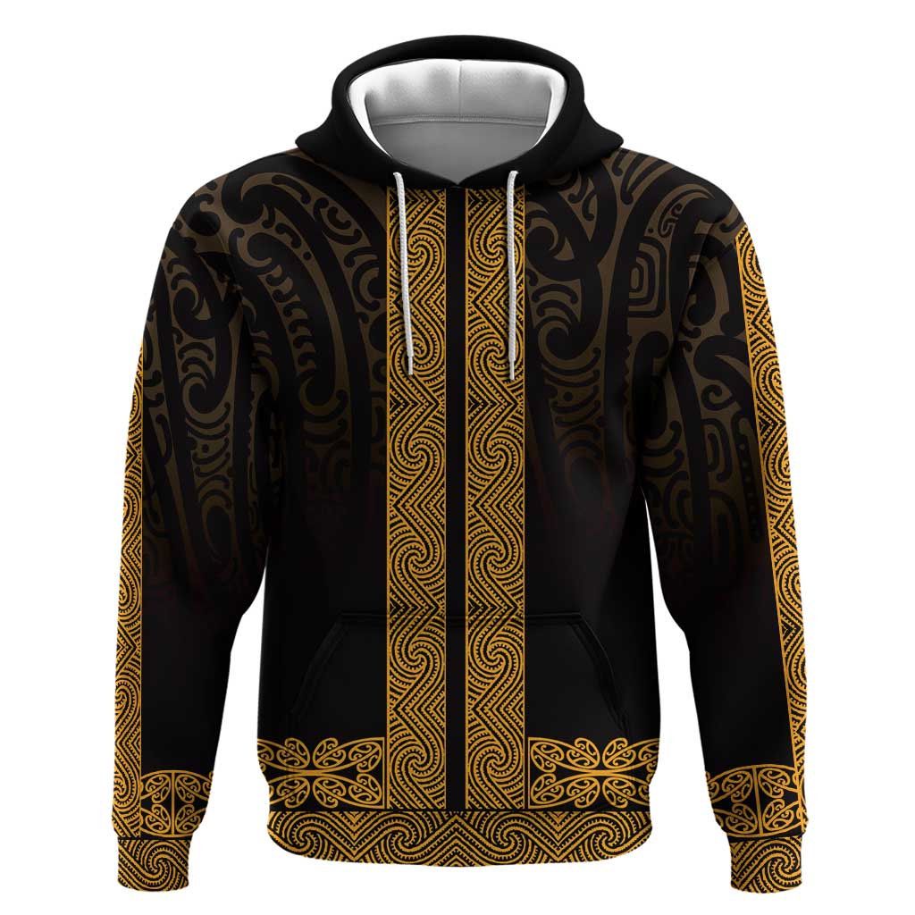 New Zealand Maori Kowhaiwhai Hoodie Karaka Maui and Mangopare LT9 Pullover Hoodie Gold - Polynesian Pride
