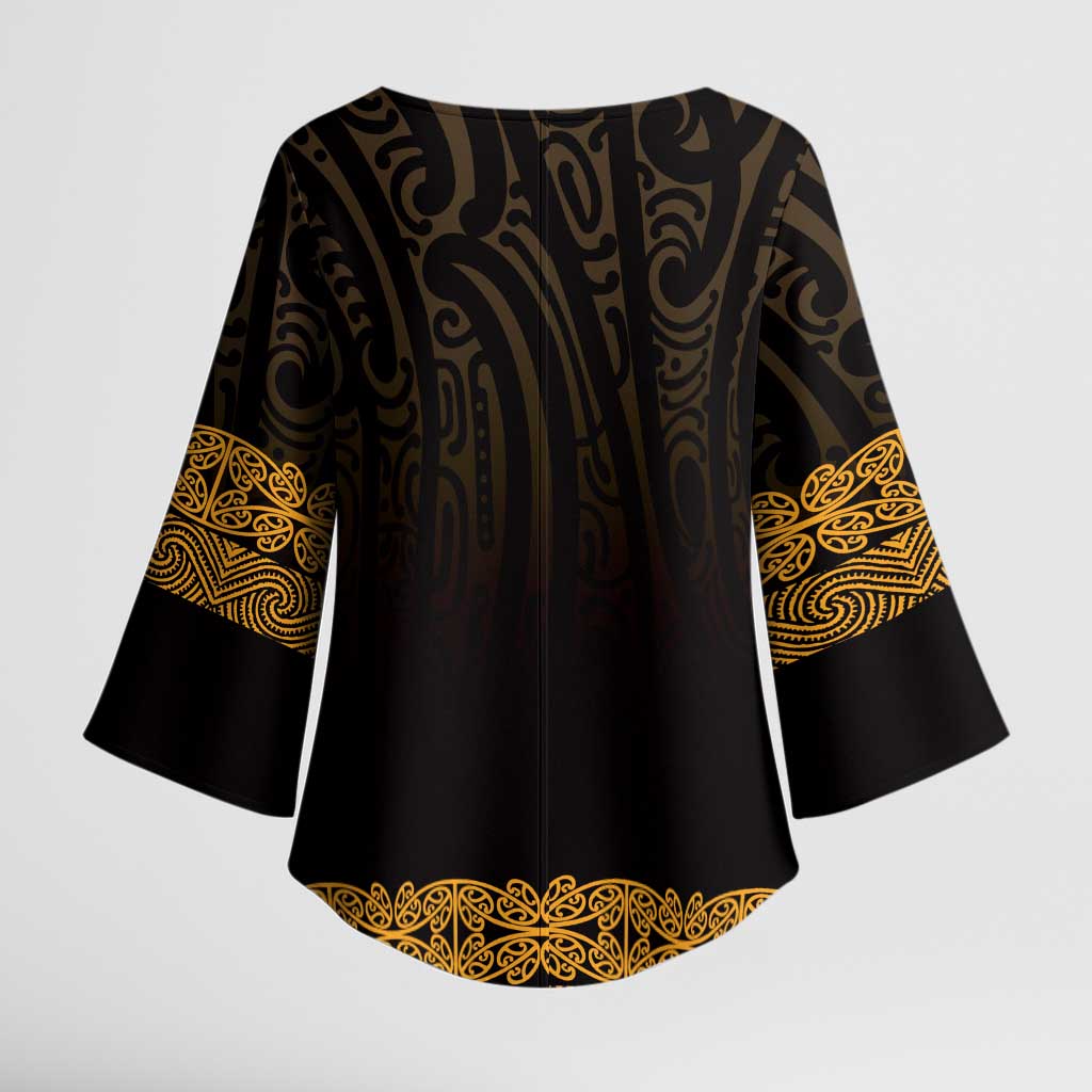 New Zealand Maori Kowhaiwhai Kimono Sleeve Blouse Karaka Maui and Mangopare LT9 - Polynesian Pride