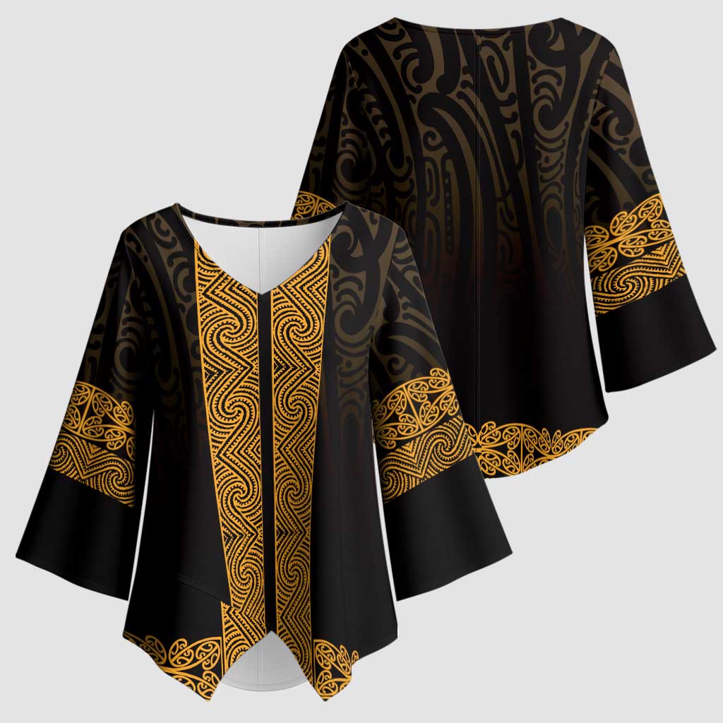 New Zealand Maori Kowhaiwhai Kimono Sleeve Blouse Karaka Maui and Mangopare LT9 - Polynesian Pride