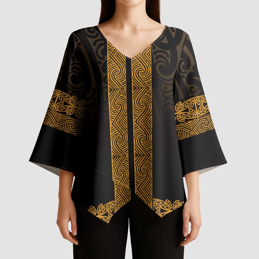 New Zealand Maori Kowhaiwhai Kimono Sleeve Blouse Karaka Maui and Mangopare LT9 - Polynesian Pride