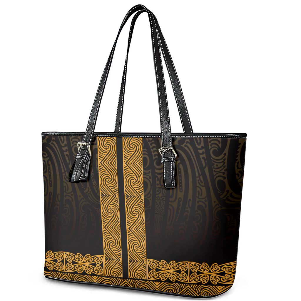 New Zealand Maori Kowhaiwhai Leather Tote Bag Karaka Maui and Mangopare LT9 - Polynesian Pride