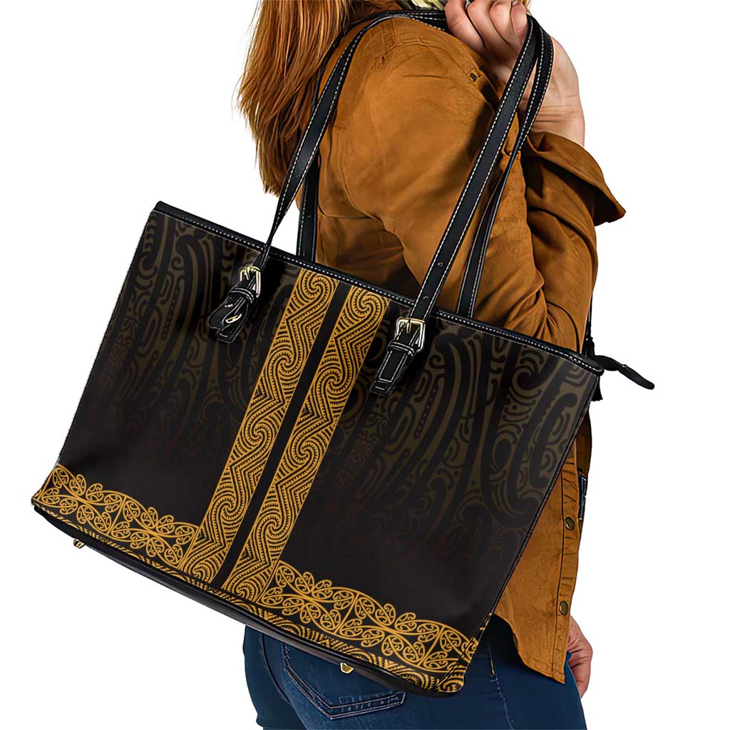 New Zealand Maori Kowhaiwhai Leather Tote Bag Karaka Maui and Mangopare LT9 - Polynesian Pride