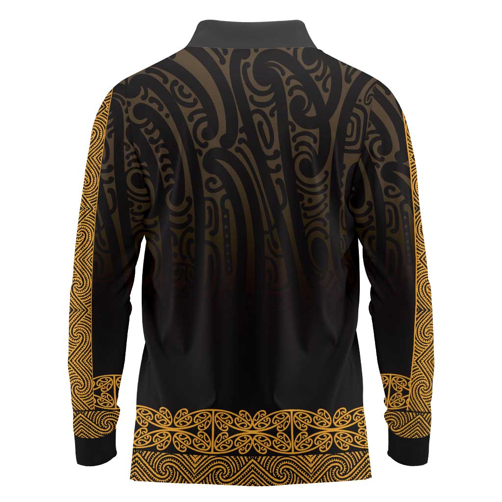 New Zealand Maori Kowhaiwhai Long Sleeve Polo Shirt Karaka Maui and Mangopare LT9 - Polynesian Pride