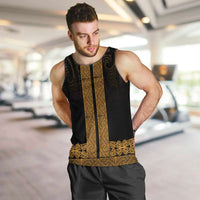 New Zealand Maori Kowhaiwhai Men Tank Top Karaka Maui and Mangopare LT9 Gold - Polynesian Pride