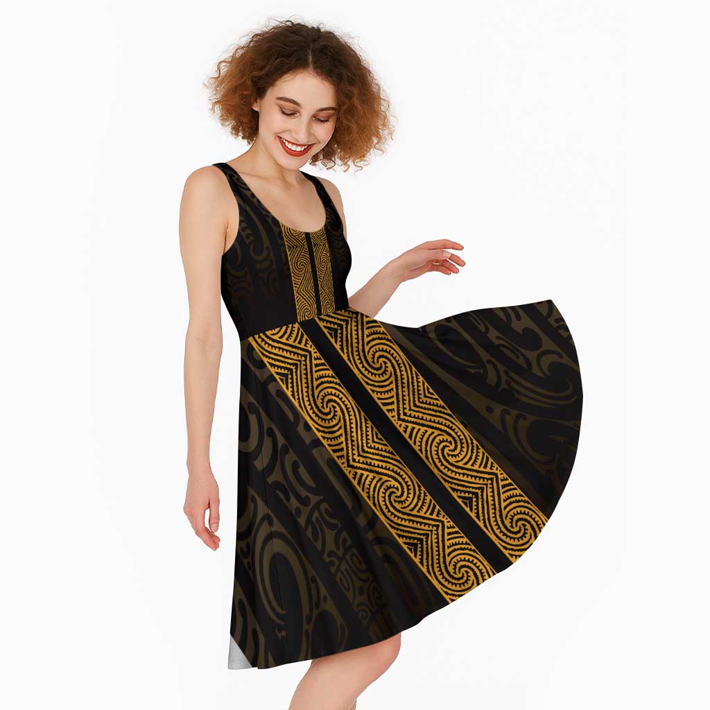 New Zealand Maori Kowhaiwhai Midi Dress Karaka Maui and Mangopare LT9 - Polynesian Pride