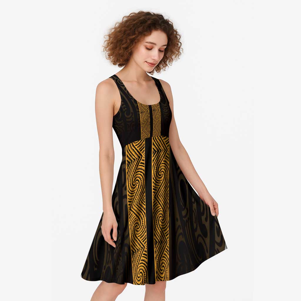 New Zealand Maori Kowhaiwhai Midi Dress Karaka Maui and Mangopare LT9 - Polynesian Pride