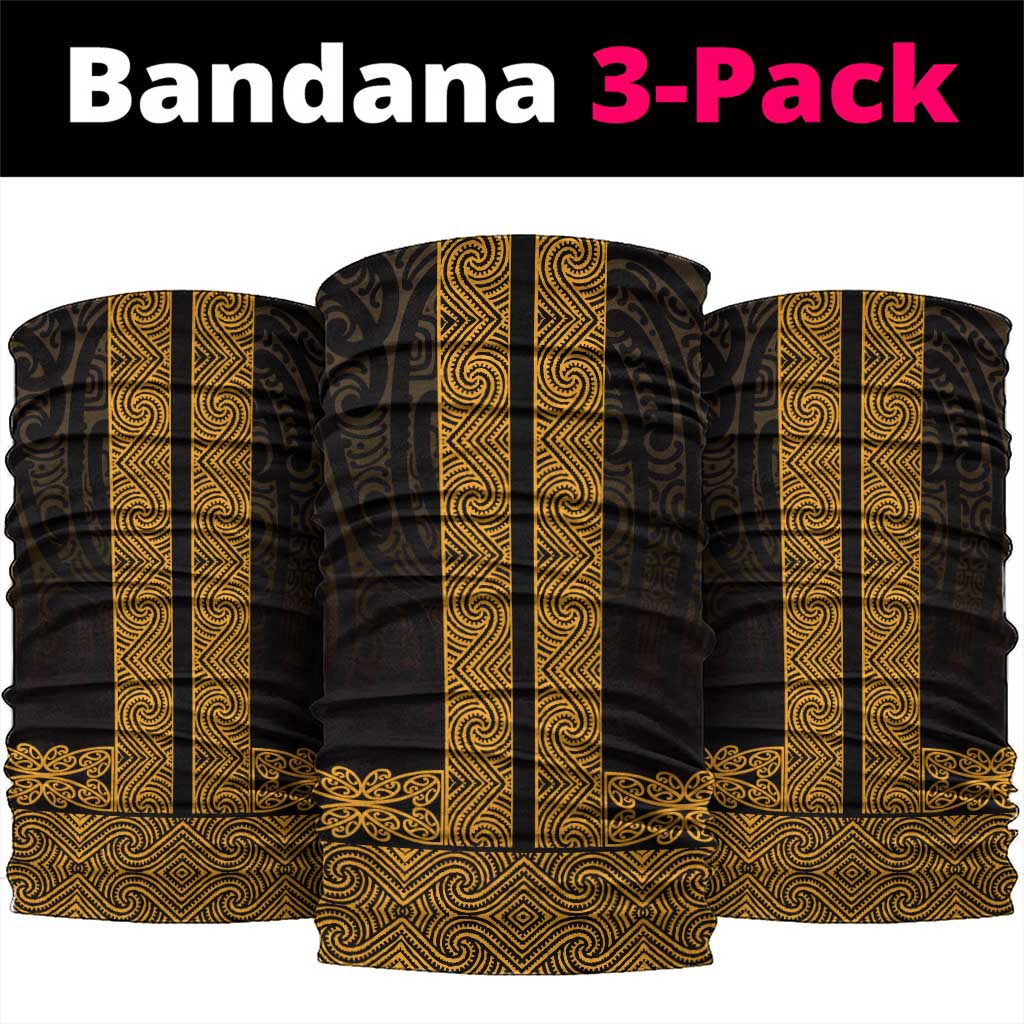 New Zealand Maori Kowhaiwhai Neck Gaiter Karaka Maui and Mangopare LT9 package One Size: 25*50cm Gold - Polynesian Pride
