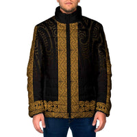New Zealand Maori Kowhaiwhai Padded Jacket Karaka Maui and Mangopare LT9 Men Gold - Polynesian Pride