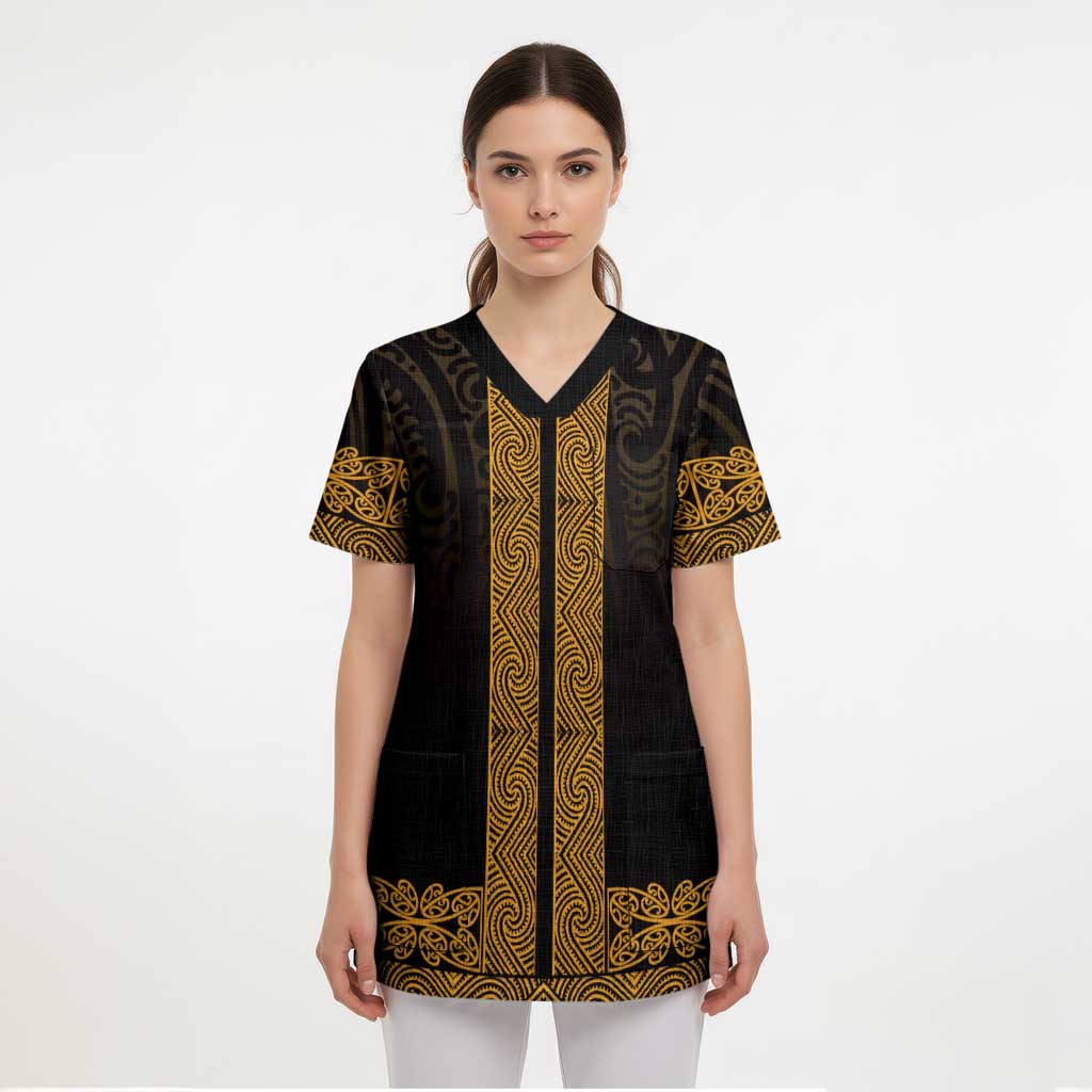 New Zealand Maori Kowhaiwhai Scrub Top Karaka Maui and Mangopare LT9 - Polynesian Pride