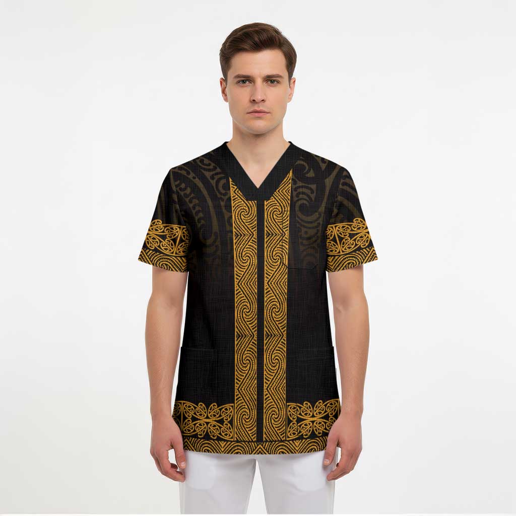 New Zealand Maori Kowhaiwhai Scrub Top Karaka Maui and Mangopare LT9 - Polynesian Pride