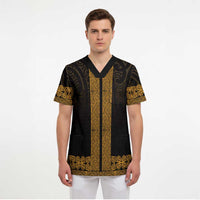 New Zealand Maori Kowhaiwhai Scrub Top Karaka Maui and Mangopare LT9 - Polynesian Pride