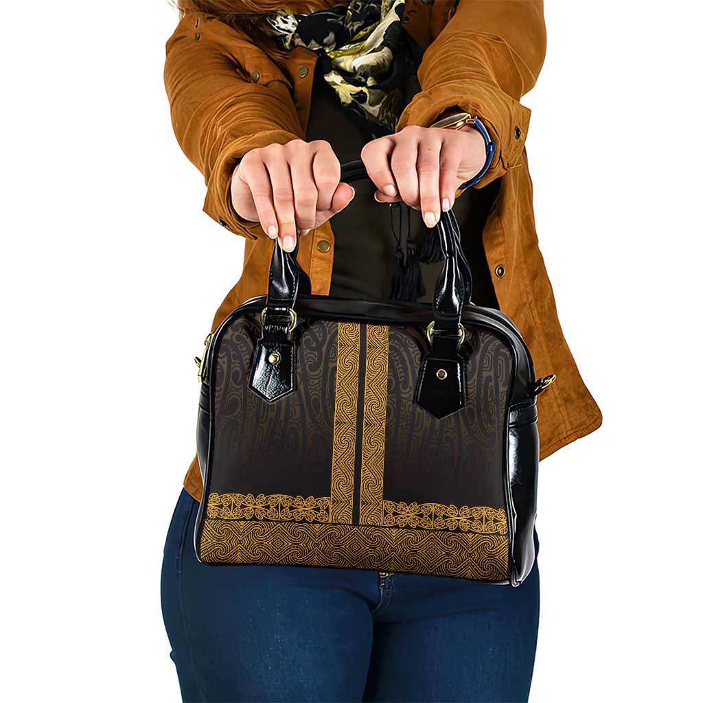 New Zealand Maori Kowhaiwhai Shoulder Handbag Karaka Maui and Mangopare LT9 One Size Gold - Polynesian Pride