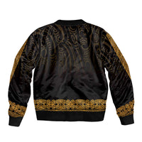 New Zealand Maori Kowhaiwhai Sleeve Zip Bomber Jacket Karaka Maui and Mangopare LT9 - Polynesian Pride