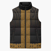 New Zealand Maori Kowhaiwhai Sleeveless Puffer Jacket Karaka Maui and Mangopare LT9 Unisex Gold - Polynesian Pride
