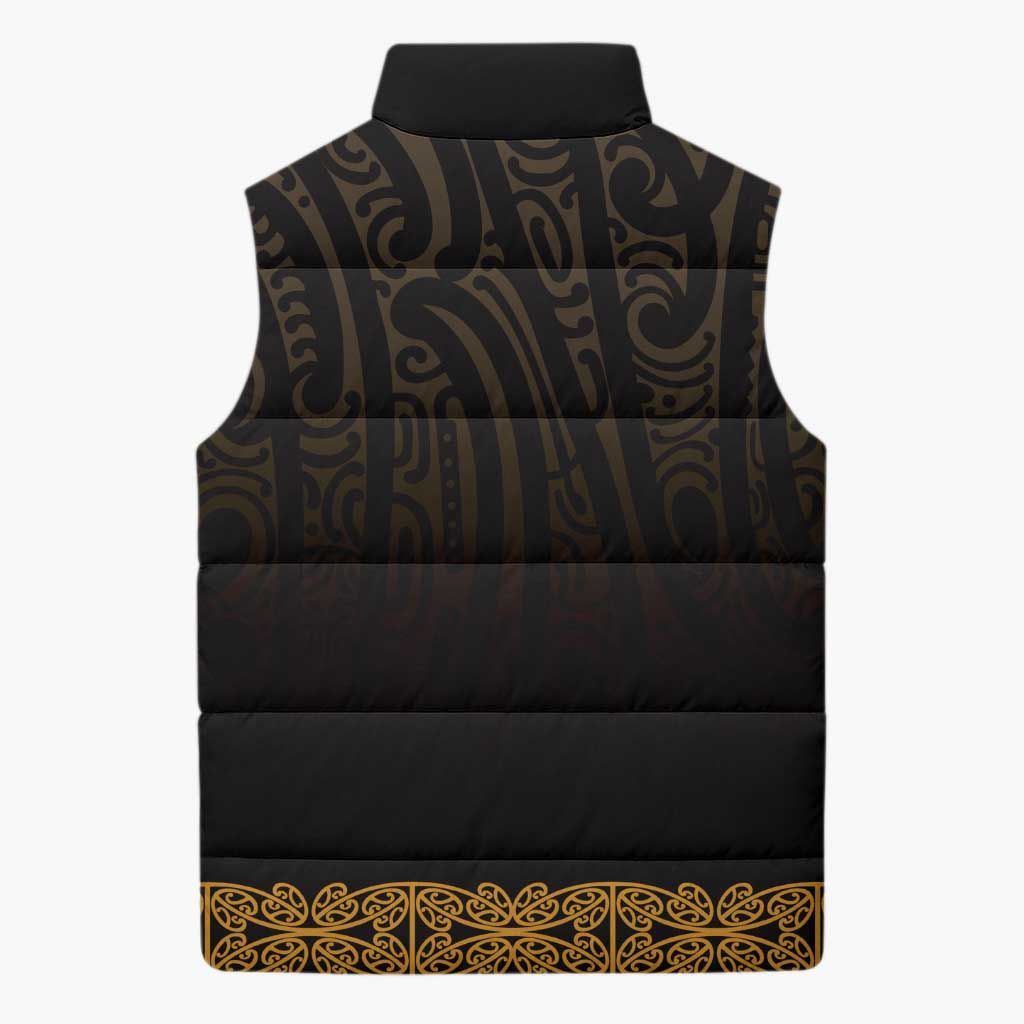 New Zealand Maori Kowhaiwhai Sleeveless Puffer Jacket Karaka Maui and Mangopare LT9 - Polynesian Pride