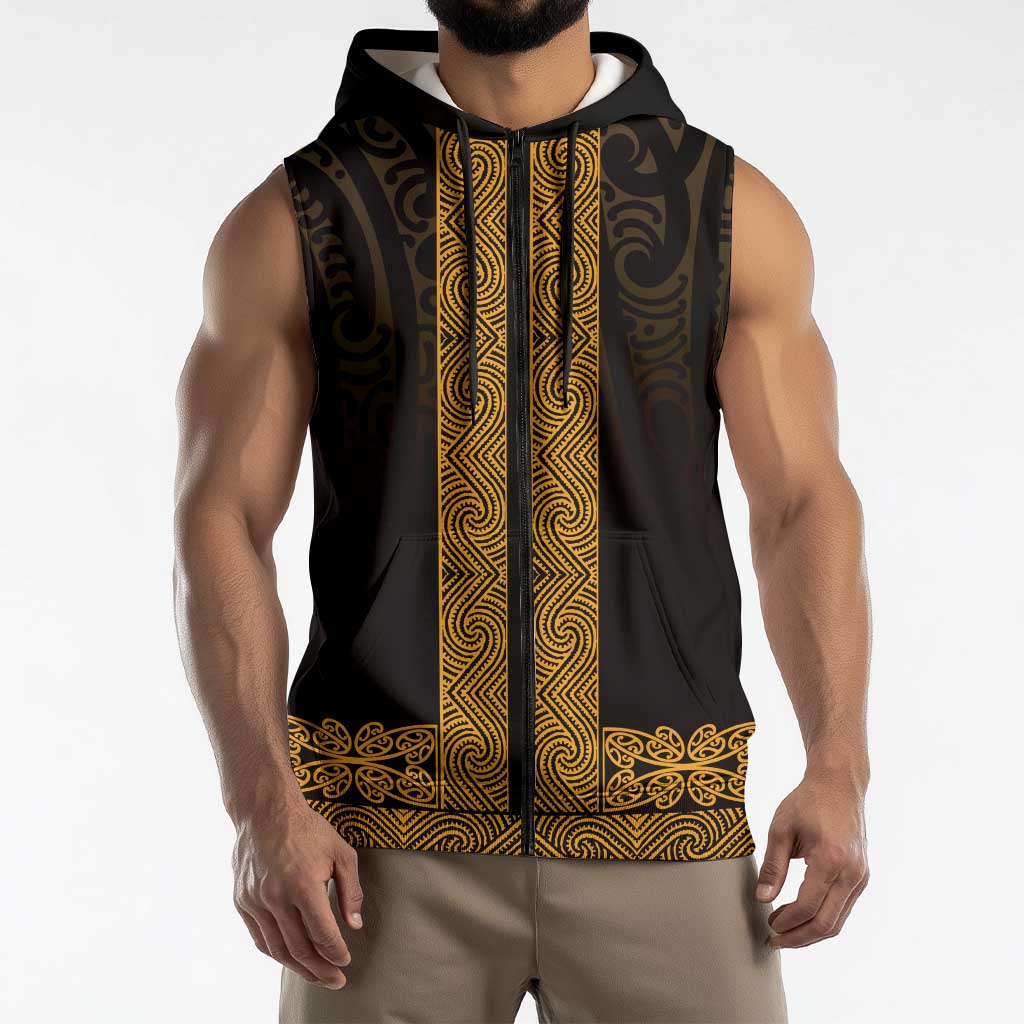 New Zealand Maori Kowhaiwhai Sleeveless Zip Hoodie Karaka Maui and Mangopare LT9 - Polynesian Pride