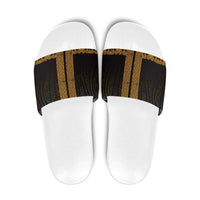 New Zealand Maori Kowhaiwhai Slide Sandals Karaka Maui and Mangopare LT9 Gold - Polynesian Pride
