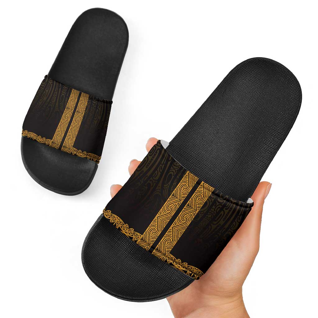 New Zealand Maori Kowhaiwhai Slide Sandals Karaka Maui and Mangopare LT9 - Polynesian Pride