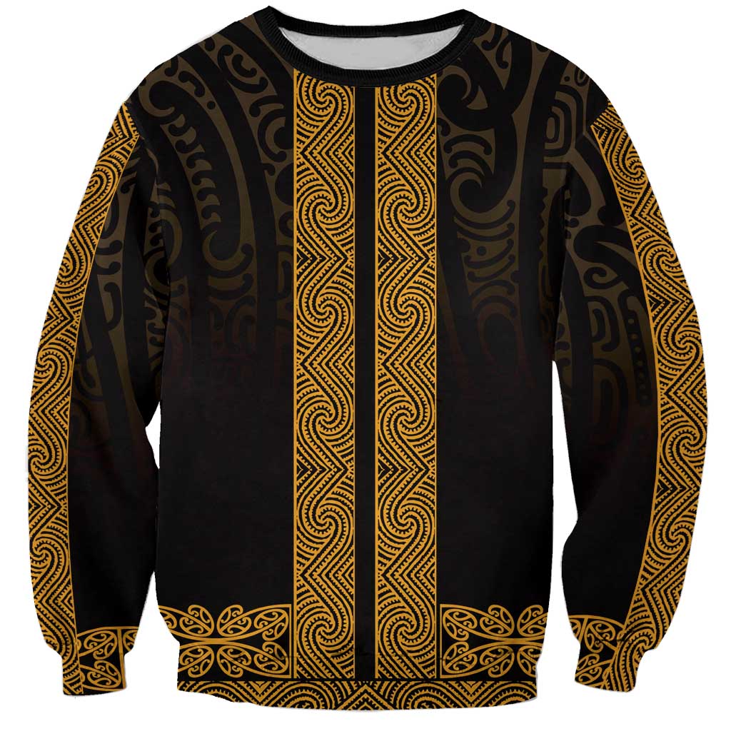 New Zealand Maori Kowhaiwhai Sweatshirt Karaka Maui and Mangopare LT9 Unisex Gold - Polynesian Pride