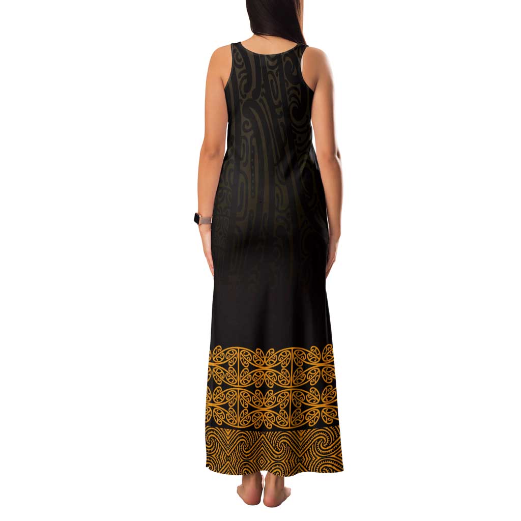 New Zealand Maori Kowhaiwhai Tank Maxi Dress Karaka Maui and Mangopare LT9 - Polynesian Pride