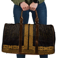 New Zealand Maori Kowhaiwhai Travel Bag Karaka Maui and Mangopare LT9 Gold - Polynesian Pride