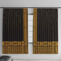 New Zealand Maori Kowhaiwhai Window Curtain Karaka Maui and Mangopare LT9 With Hooks Gold - Polynesian Pride
