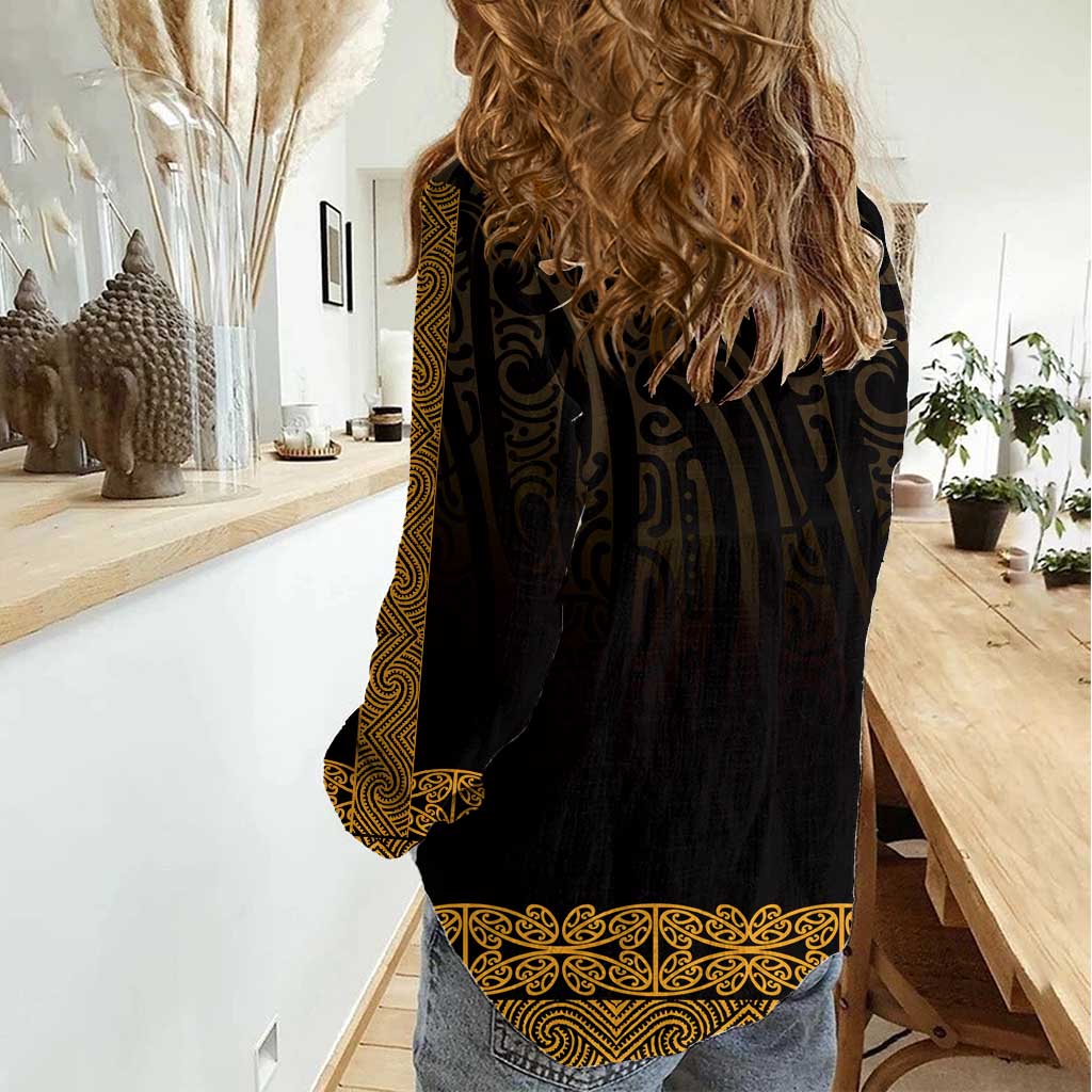 New Zealand Maori Kowhaiwhai Women Casual Shirt Karaka Maui and Mangopare