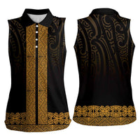 New Zealand Maori Kowhaiwhai Women Sleeveless Polo Shirt Karaka Maui and Mangopare LT9 - Polynesian Pride