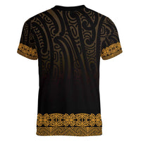 New Zealand Maori Kowhaiwhai Women V-Neck T-Shirt Karaka Maui and Mangopare LT9 - Polynesian Pride