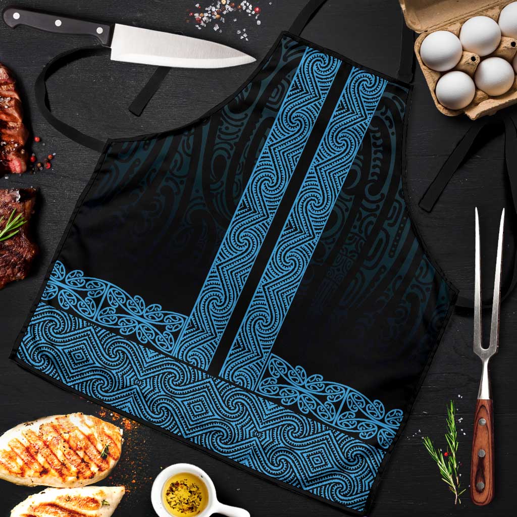 New Zealand Maori Kowhaiwhai Apron Kikorangi Maui and Mangopare LT9 Blue - Polynesian Pride