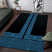 New Zealand Maori Kowhaiwhai Area Rug Kikorangi Maui and Mangopare