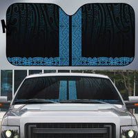 New Zealand Maori Kowhaiwhai Auto Sun Shade Kikorangi Maui and Mangopare LT9 Blue - Polynesian Pride