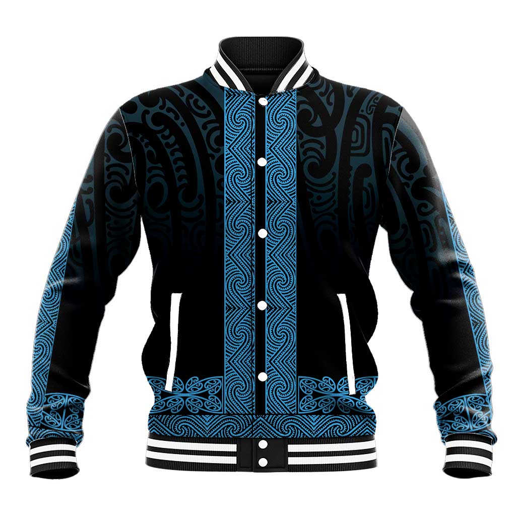 New Zealand Maori Kowhaiwhai Baseball Jacket Kikorangi Maui and Mangopare LT9 Unisex Blue - Polynesian Pride