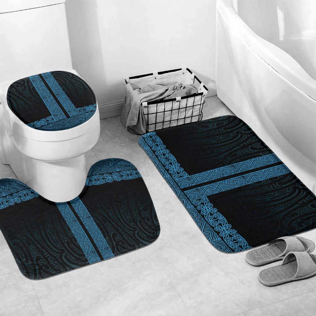 New Zealand Maori Kowhaiwhai Bathroom Set Kikorangi Maui and Mangopare LT9 Mat Set Only (3 pcs) One Size Blue - Polynesian Pride