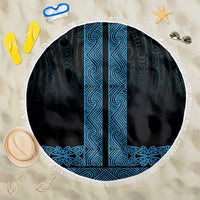 New Zealand Maori Kowhaiwhai Beach Blanket Kikorangi Maui and Mangopare LT9 One Size 150cm Blue - Polynesian Pride