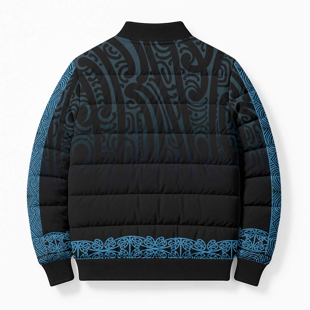 New Zealand Maori Kowhaiwhai Bomber Puffer Jacket Kikorangi Maui and Mangopare LT9 - Polynesian Pride