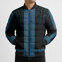 New Zealand Maori Kowhaiwhai Bomber Puffer Jacket Kikorangi Maui and Mangopare LT9 - Polynesian Pride