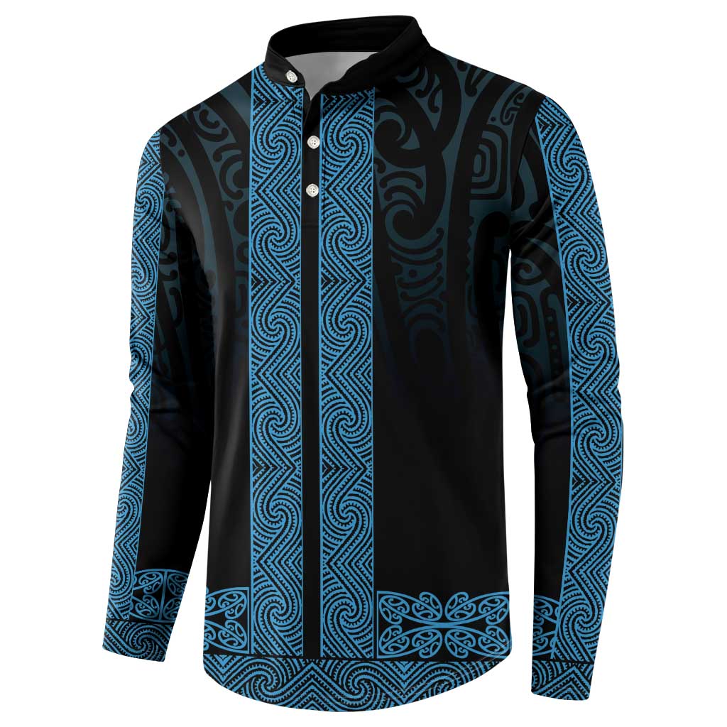 New Zealand Maori Kowhaiwhai Button Sweatshirt Kikorangi Maui and Mangopare LT9 - Polynesian Pride