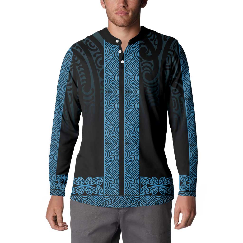 New Zealand Maori Kowhaiwhai Button Sweatshirt Kikorangi Maui and Mangopare LT9 - Polynesian Pride